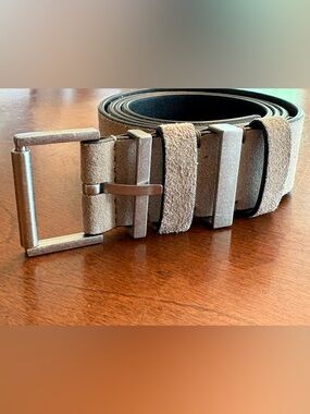 🤎 AllSaints Suede Leather Belt – Women’s XL | Taupe | 1.5” Wide